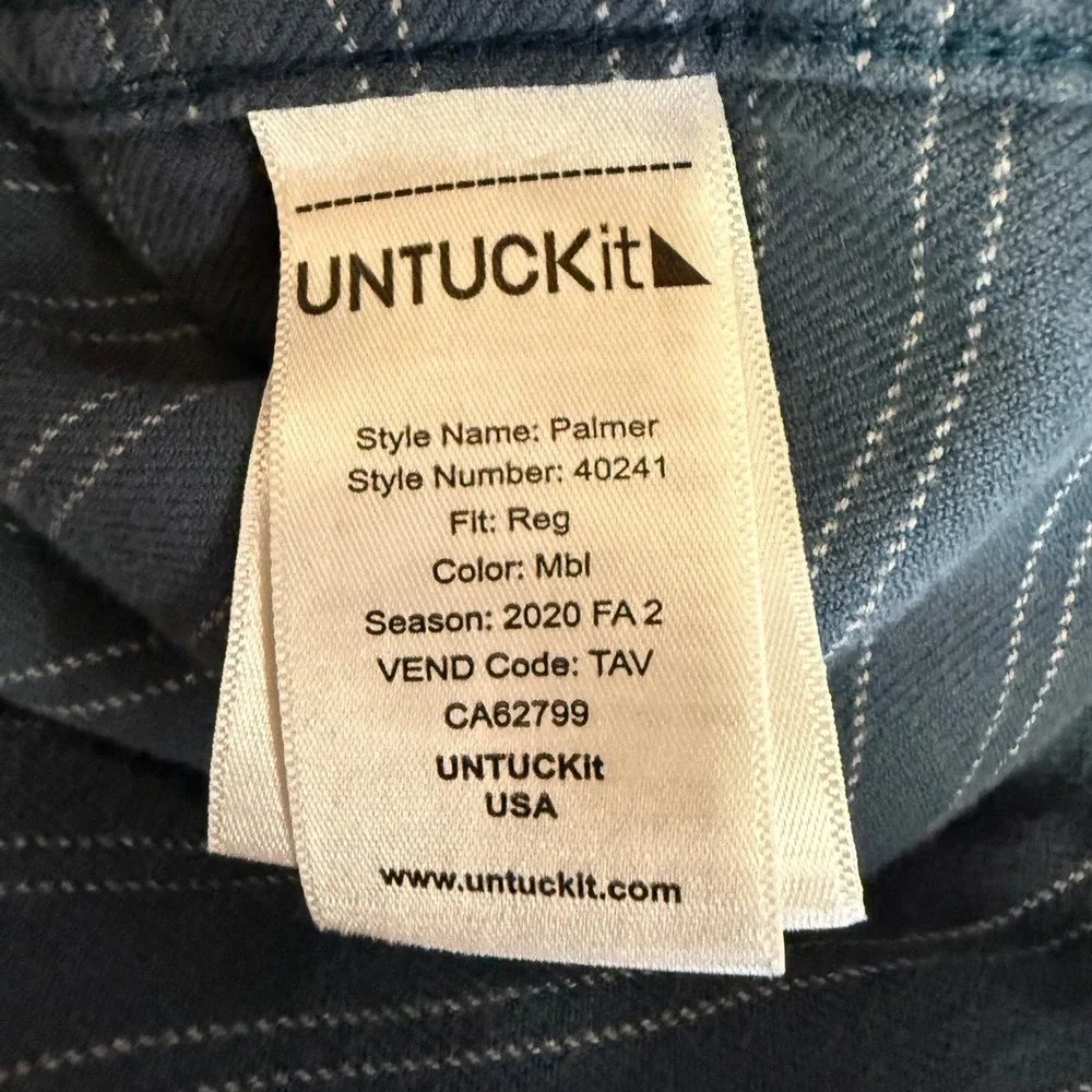 UNTUCKit Palmer Button Down Shirt Mens Medium Blue‎ Striped Jersey Cotton